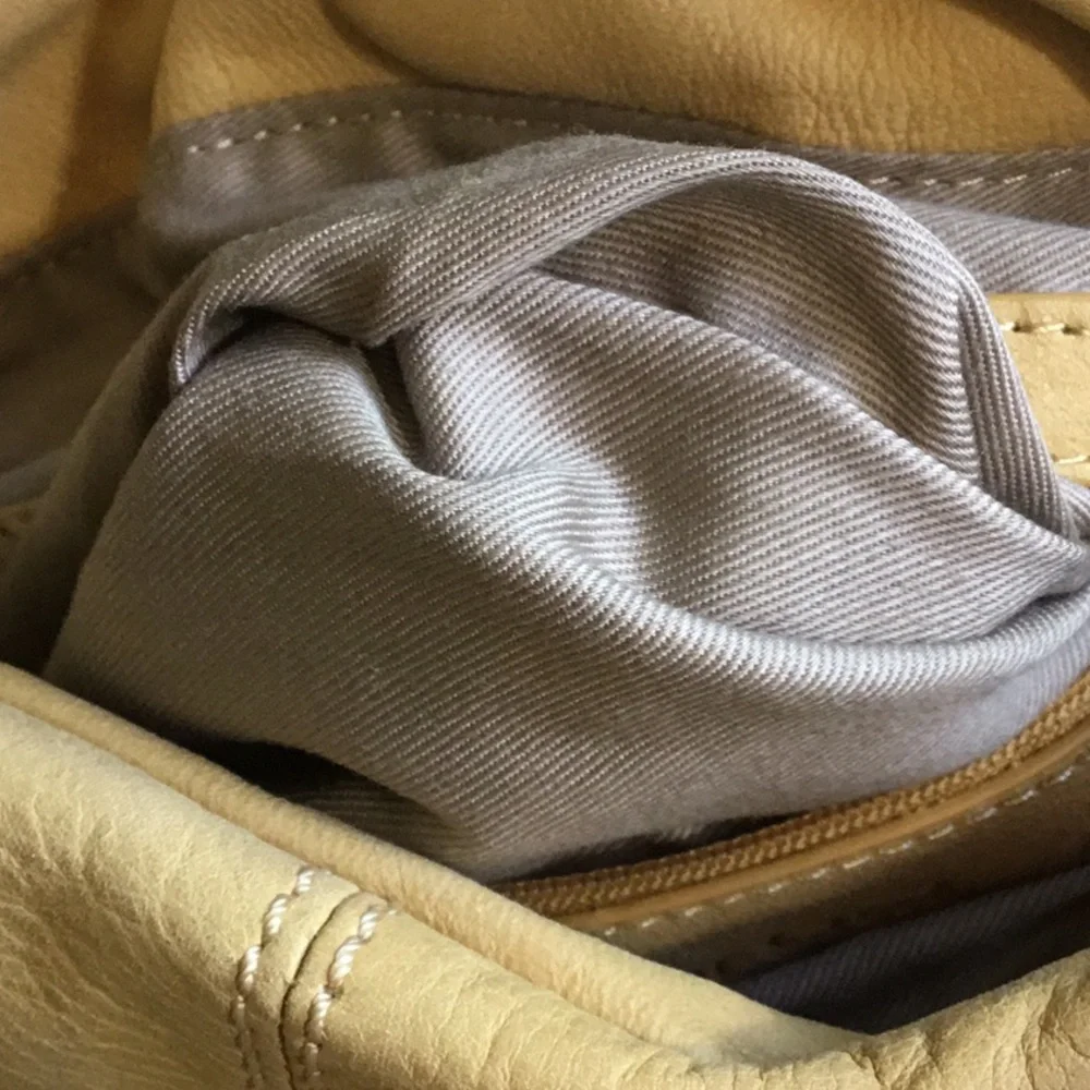 Coldwater Creek Buff Yellow Leather Hobo Bag